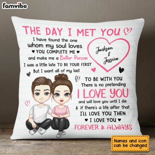 Personalized Couple The Day We Met Pillow