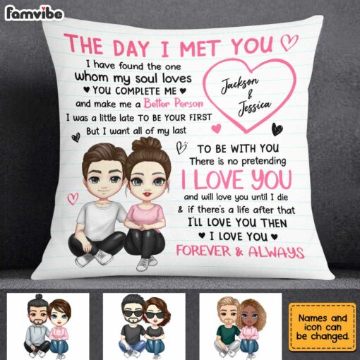 Personalized Couple The Day We Met Pillow