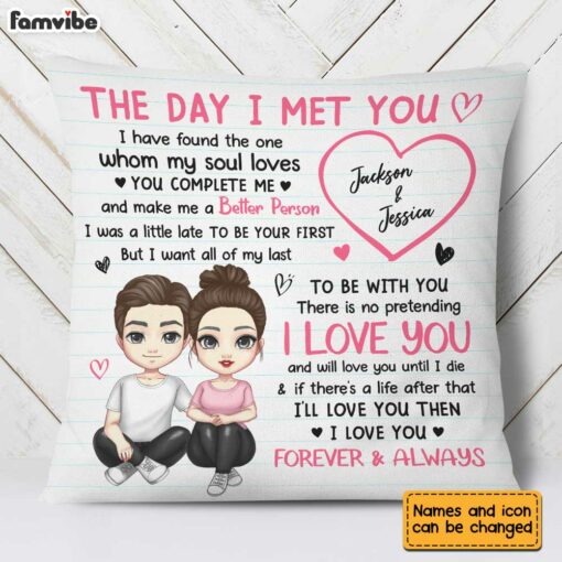 Personalized Couple The Day We Met Pillow