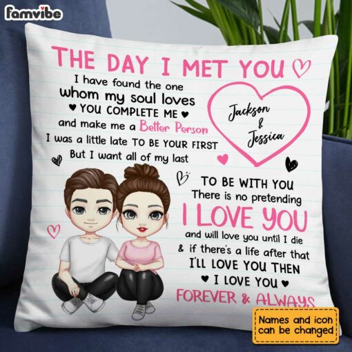 Personalized Couple The Day We Met Pillow