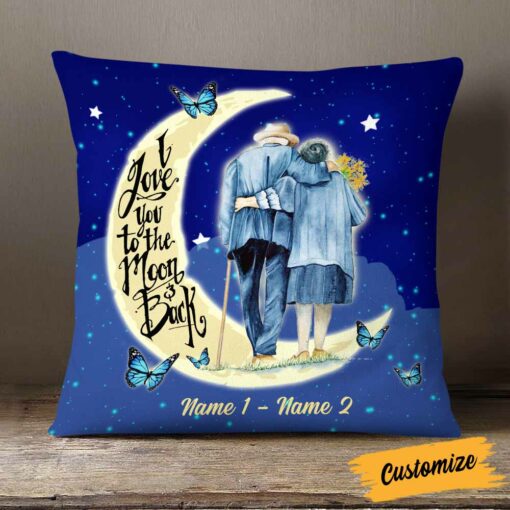 Personalized Couple To The Moon And Back Pillow