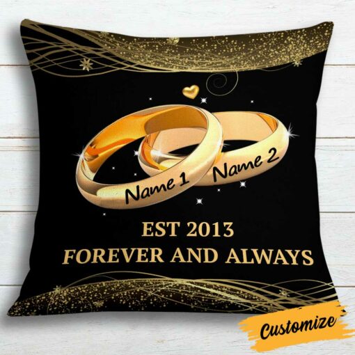 Personalized Couple Wedding Rings Pillow