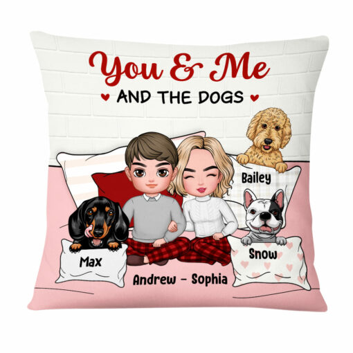 Personalized Couple You And Me And The Dogs Pillow