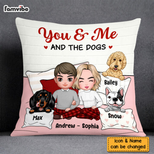 Personalized Couple You And Me And The Dogs Pillow