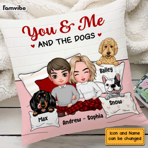 Personalized Couple You And Me And The Dogs Pillow