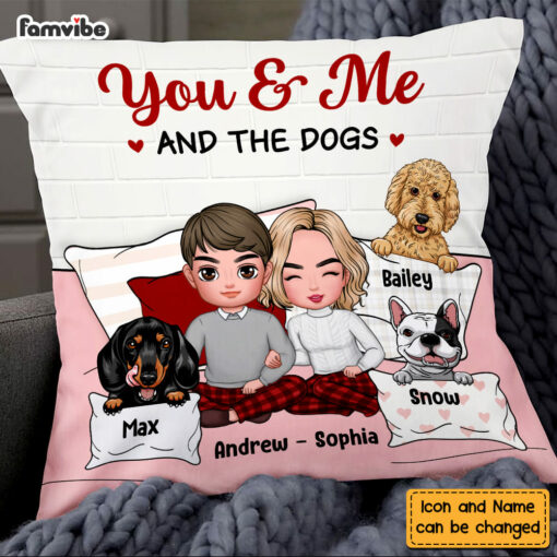 Personalized Couple You And Me And The Dogs Pillow