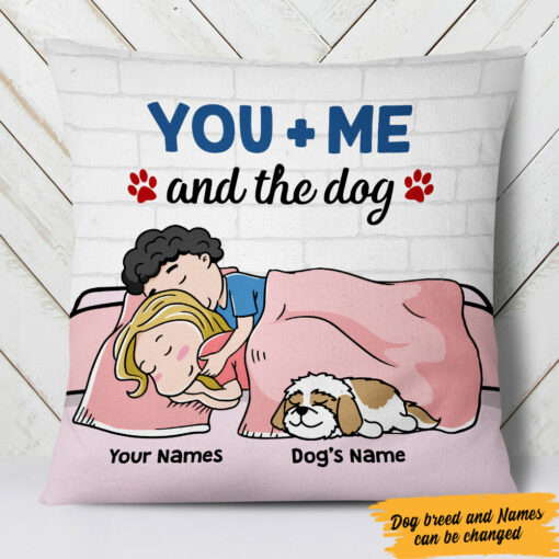 Personalized Couple You Me And The Dog Pillow