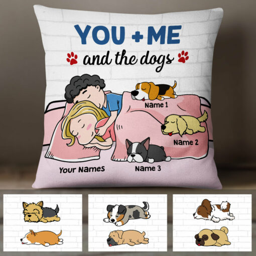 Personalized Couple You Me And The Dog Pillow