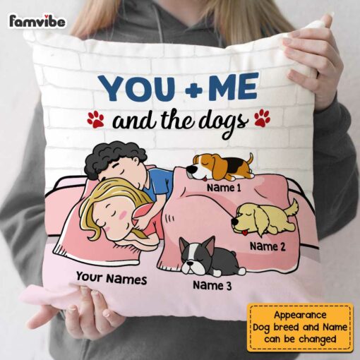 Personalized Couple You Me And The Dog Pillow