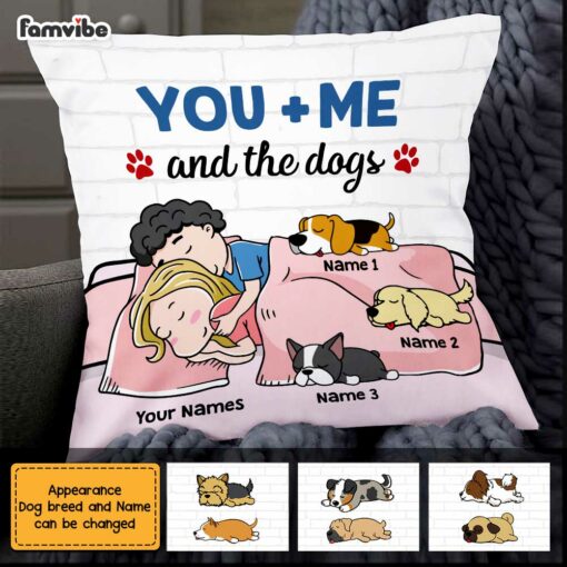 Personalized Couple You Me And The Dog Pillow