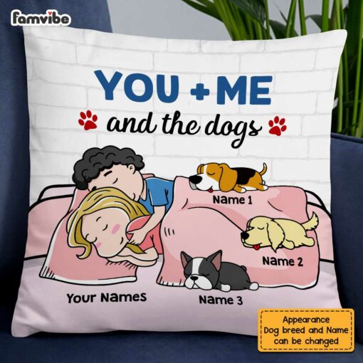 Personalized Couple You Me And The Dog Pillow