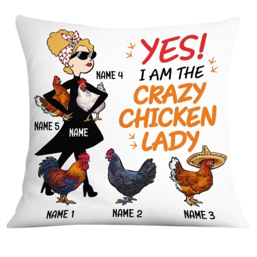 Personalized Crazy Chicken Lady Pillow