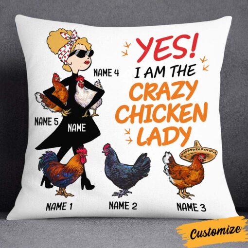 Personalized Crazy Chicken Lady Pillow