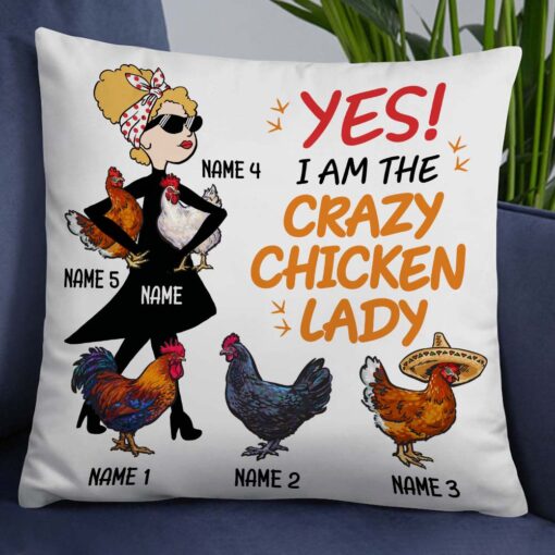 Personalized Crazy Chicken Lady Pillow