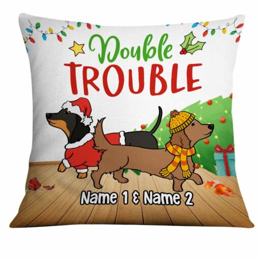 Personalized Dachshund Dog Double Trouble Pillow