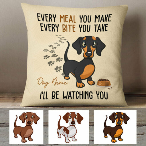 Personalized Dachshund Dog Watching You Pillow