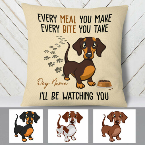 Personalized Dachshund Dog Watching You Pillow