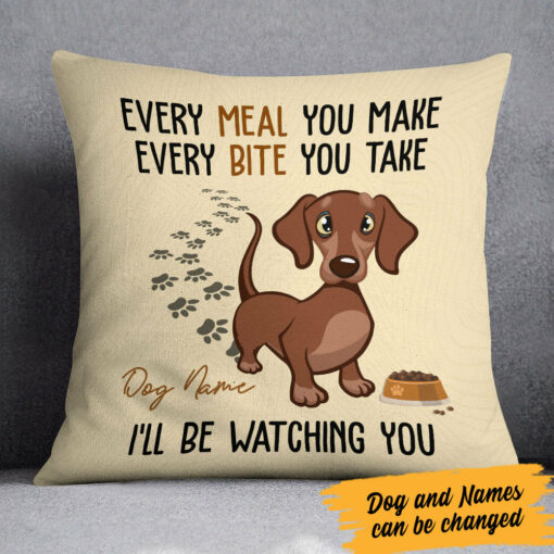 Personalized Dachshund Dog Watching You Pillow