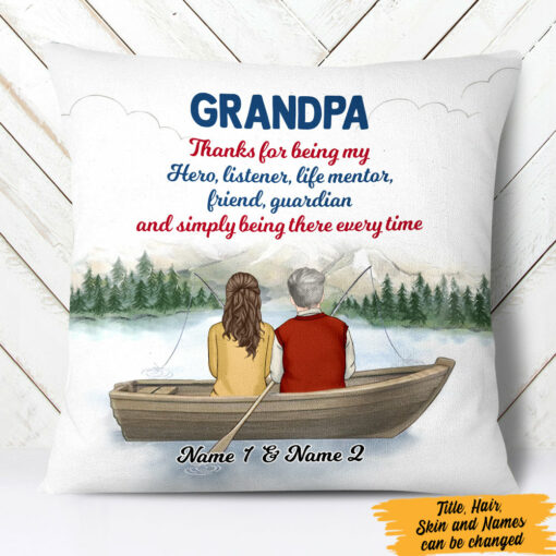 Personalized Dad Grandpa Fishing Pillow