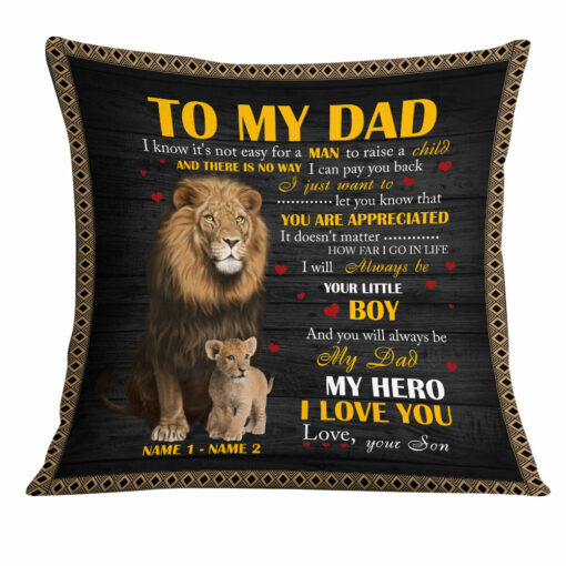 Personalized Dad Grandpa Lion Pillow