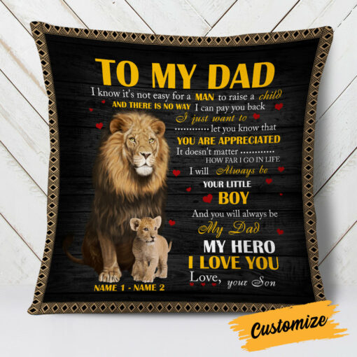 Personalized Dad Grandpa Lion Pillow