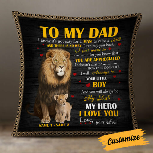 Personalized Dad Grandpa Lion Pillow