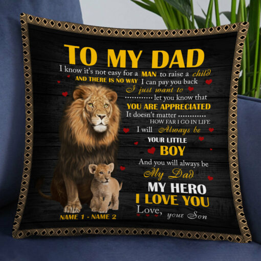 Personalized Dad Grandpa Lion Pillow