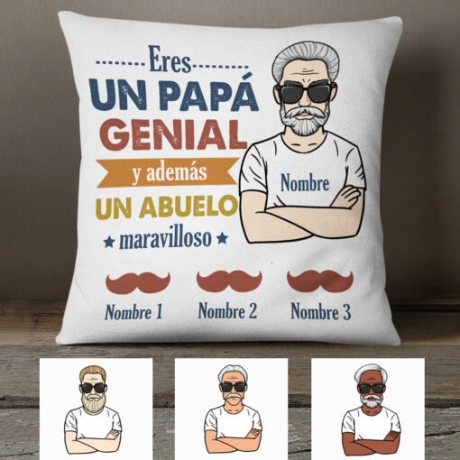 Personalized Dad Grandpa Spanish Genial Pap� Abuelo Pillow