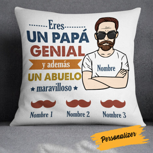 Personalized Dad Grandpa Spanish Genial Pap� Abuelo Pillow