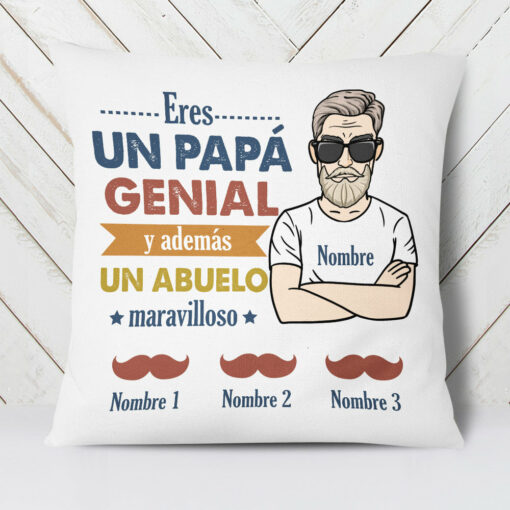 Personalized Dad Grandpa Spanish Genial Pap� Abuelo Pillow