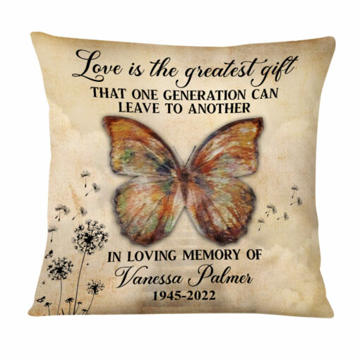 Personalized Dandelion Butterfly Sympathy Gift Loss of Loved One Memorial Pillow