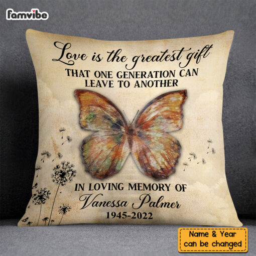 Personalized Dandelion Butterfly Sympathy Gift Loss of Loved One Memorial Pillow