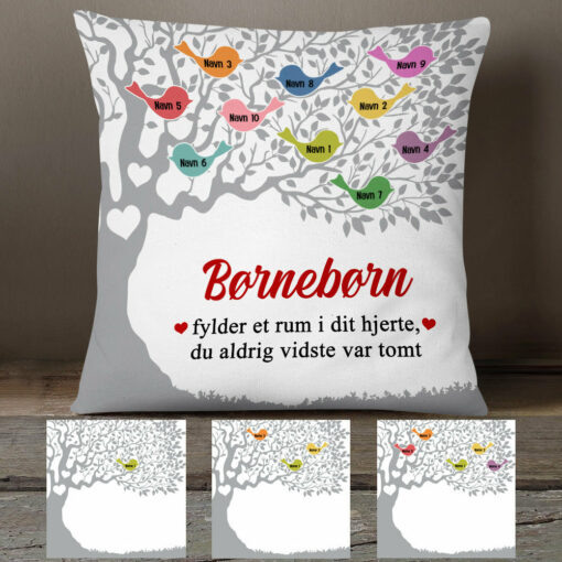 Personalized Danish Mor Mormor Family Tree Mom Grandma Pillow