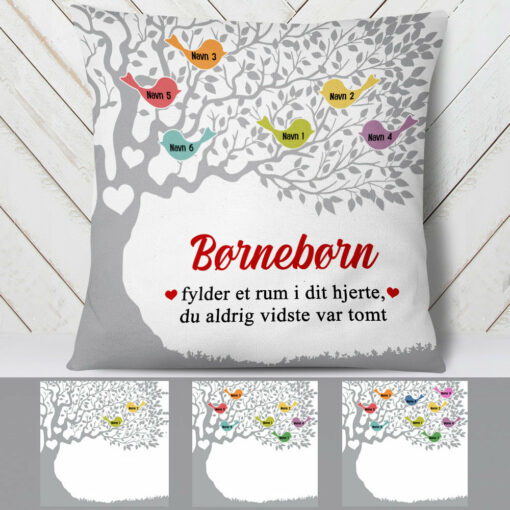 Personalized Danish Mor Mormor Family Tree Mom Grandma Pillow