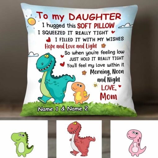 Personalized Daughter Dinosaur Pillow