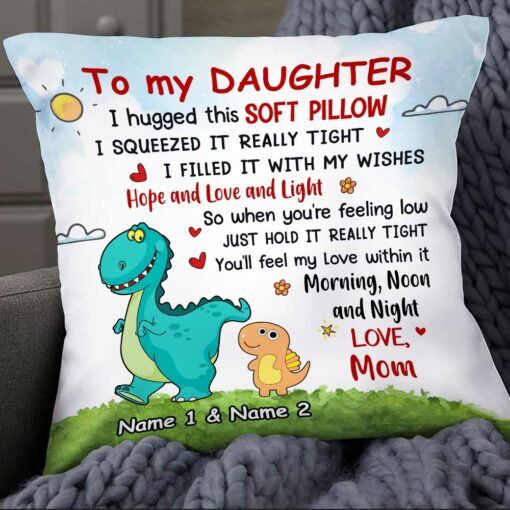 Personalized Daughter Dinosaur Pillow