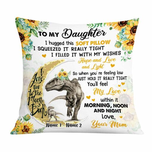 Personalized Daughter Dinosaur Sunflower Pillow