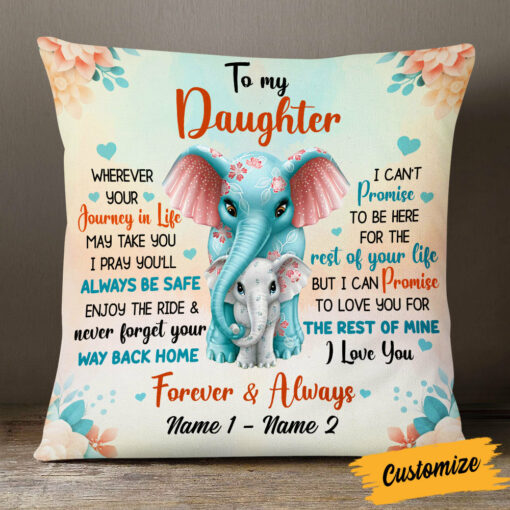 Personalized Daughter Elephant Pillow