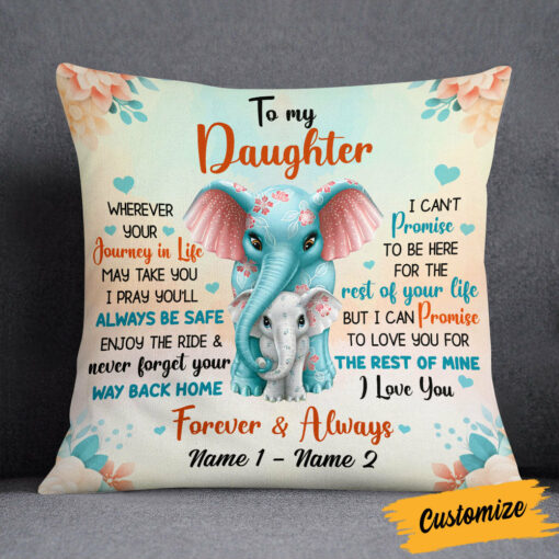 Personalized Daughter Elephant Pillow