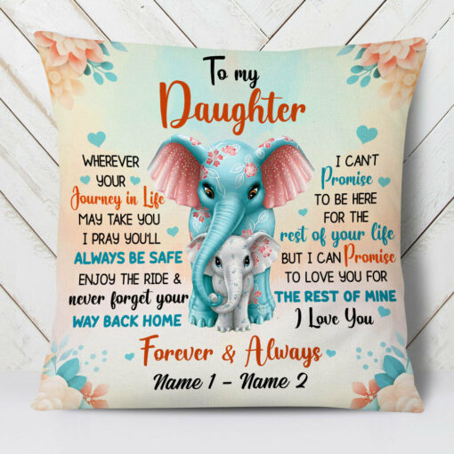 Personalized Daughter Elephant Pillow