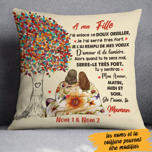 Personalized Daughter Fille French Tree Hug Pillow