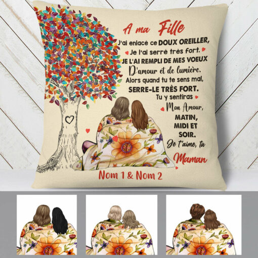 Personalized Daughter Fille French Tree Hug Pillow