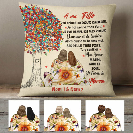 Personalized Daughter Fille French Tree Hug Pillow