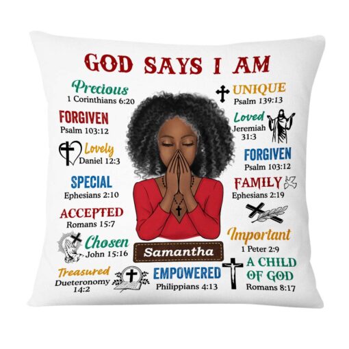 Personalized Daughter God Says I Am Bible Verses Pillow