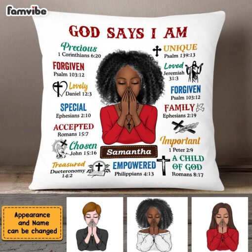 Personalized Daughter God Says I Am Bible Verses Pillow