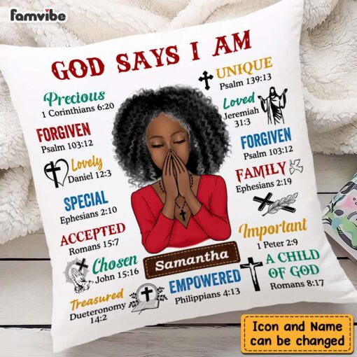 Personalized Daughter God Says I Am Bible Verses Pillow