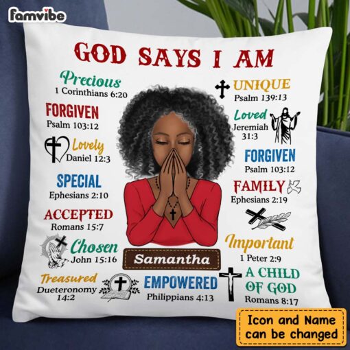 Personalized Daughter God Says I Am Bible Verses Pillow