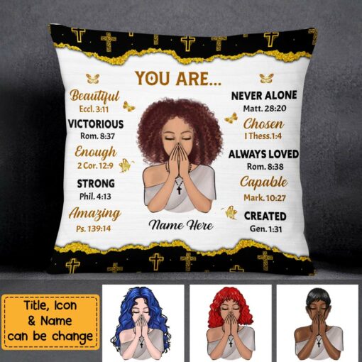 Personalized Daughter God Says You Are Bible Verse Prayer Pillow