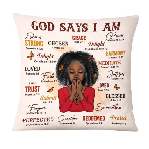 Personalized Daughter Granddaughter Christian Affirmations God Says I Am Pillow