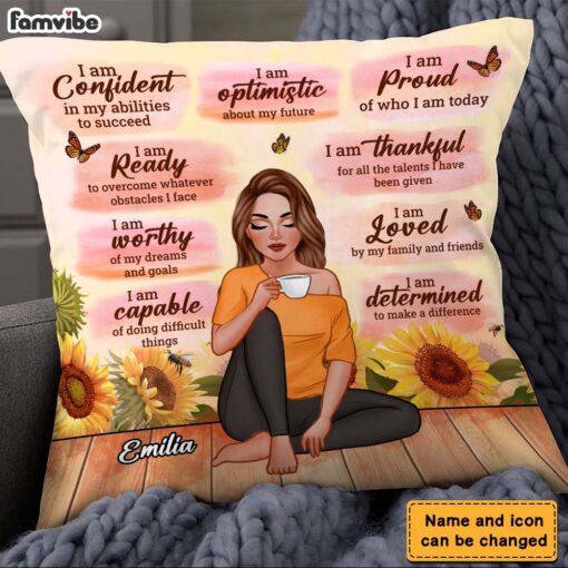 Personalized Daughter Granddaughter Daily Positive Affirmations Motivational Pillow